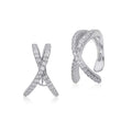 Sterling Silver Faux Conch Hoop Earrings Criss Cross with Simulated Diamonds Cartilage Ear Cuff for Non Pierced Ears