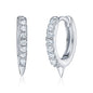 Sterling Silver Tiny Hoop Huggie Earrings Spike Simulated Diamonds for Girls 10mm