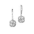Sterling Silver 925 Pave CZ Floral Pinwheel Eternal Star Leverback Earrings Dangle