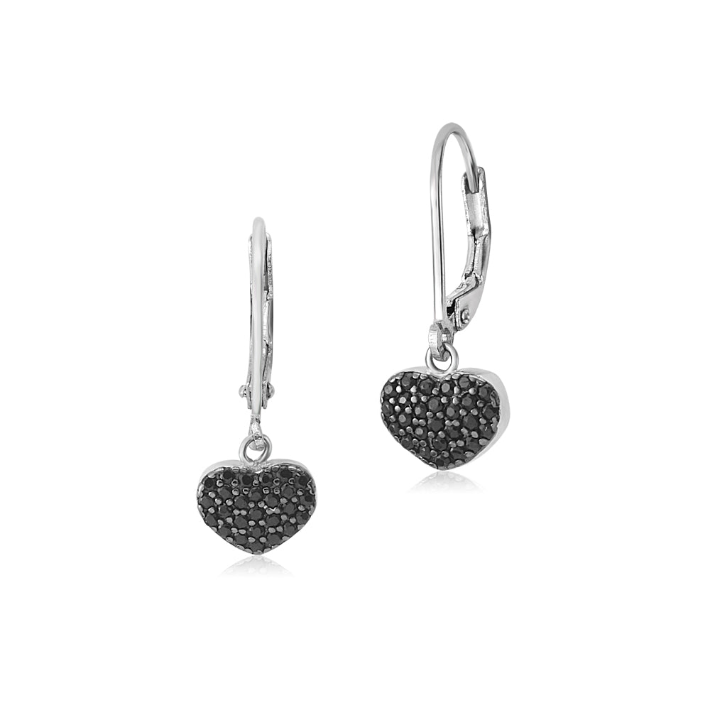MASSETE Sterling Silver 925 Pave CZ Simulated Diamond Leverback Earrings Dangle