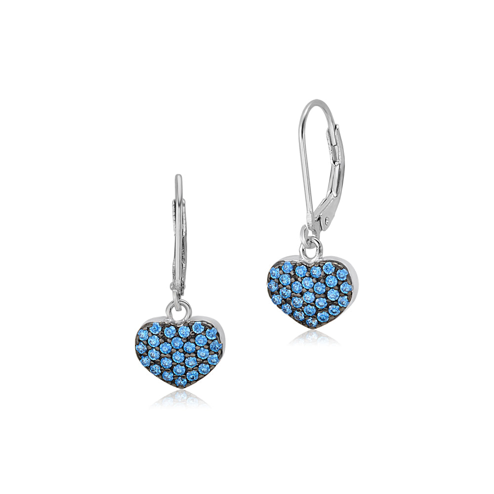 MASSETE Sterling Silver 925 Pave CZ Simulated Diamond Leverback Earrings Dangle