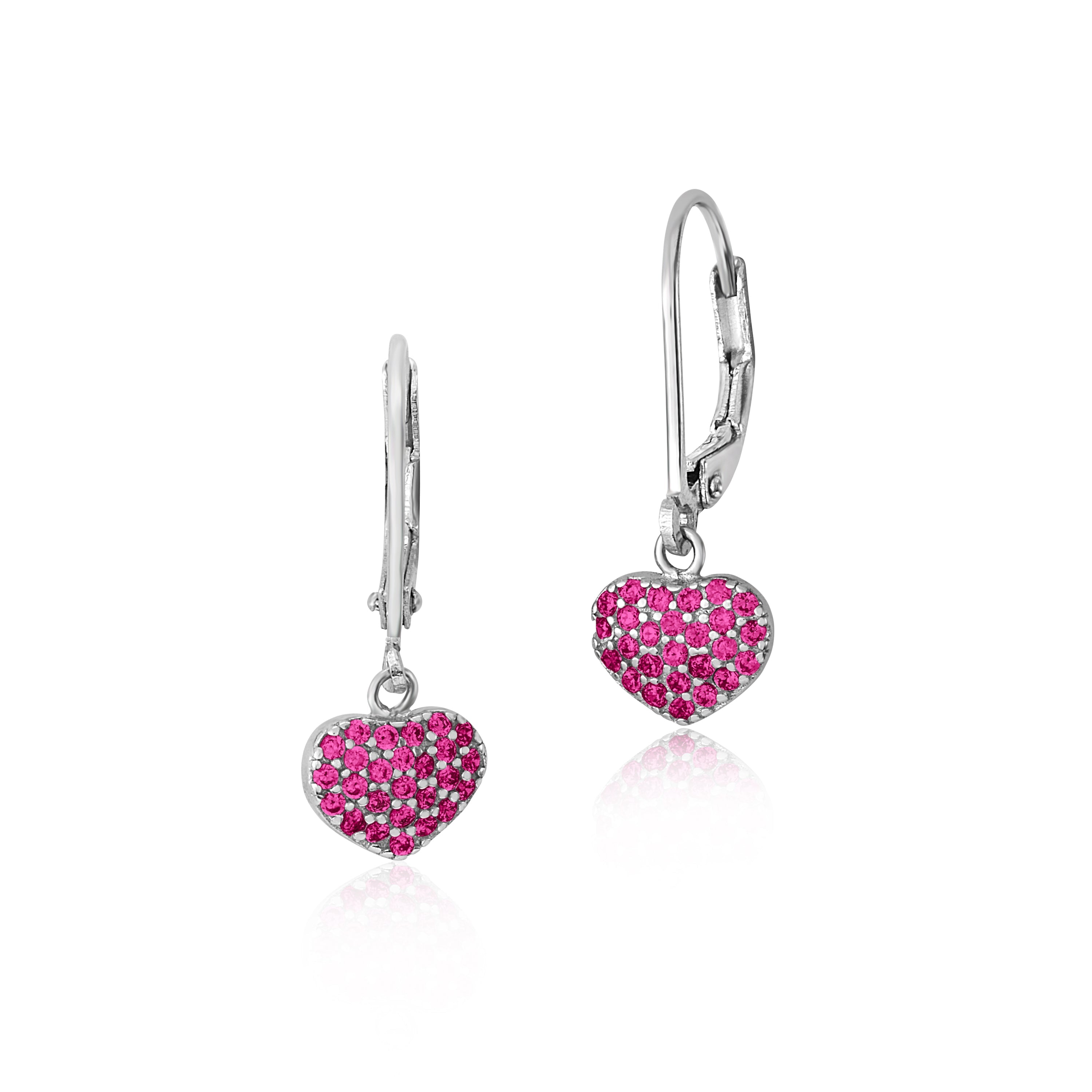MASSETE Sterling Silver 925 Pave CZ Simulated Diamond Leverback Earrings Dangle