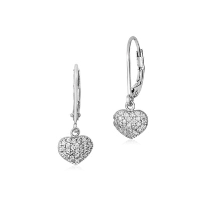 MASSETE Sterling Silver 925 Pave CZ Simulated Diamond Leverback Earrings Dangle