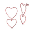 MASSETE Sterling Silver All Rose Gold Plated Large Double Heart Open Post Earrings
