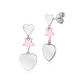 MASSETE Sterling Silver 925 Triple Dangle Heart and Gold Plated Star Post Earrings
