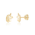 14k Yellow Gold Unicorn Earrings Stud Post Polished Shiny