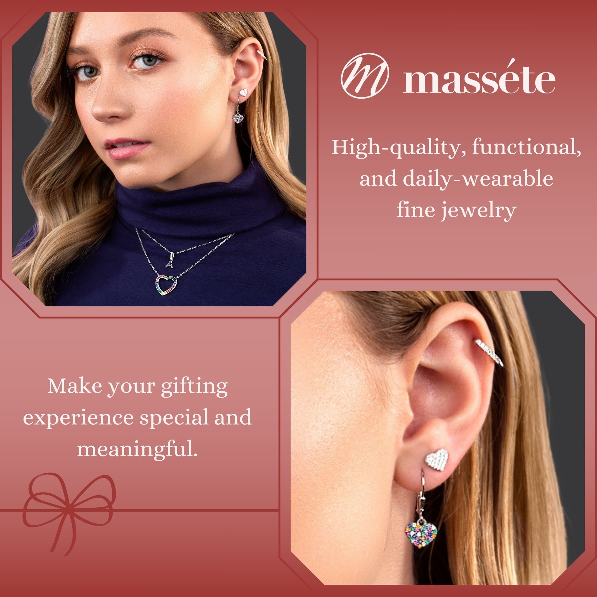 Sterling Silver 925 Small Flat Pave CZ Heart Stud Post Earrings