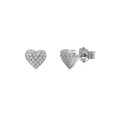 Sterling Silver 925 Small Flat Pave CZ Heart Stud Post Earrings