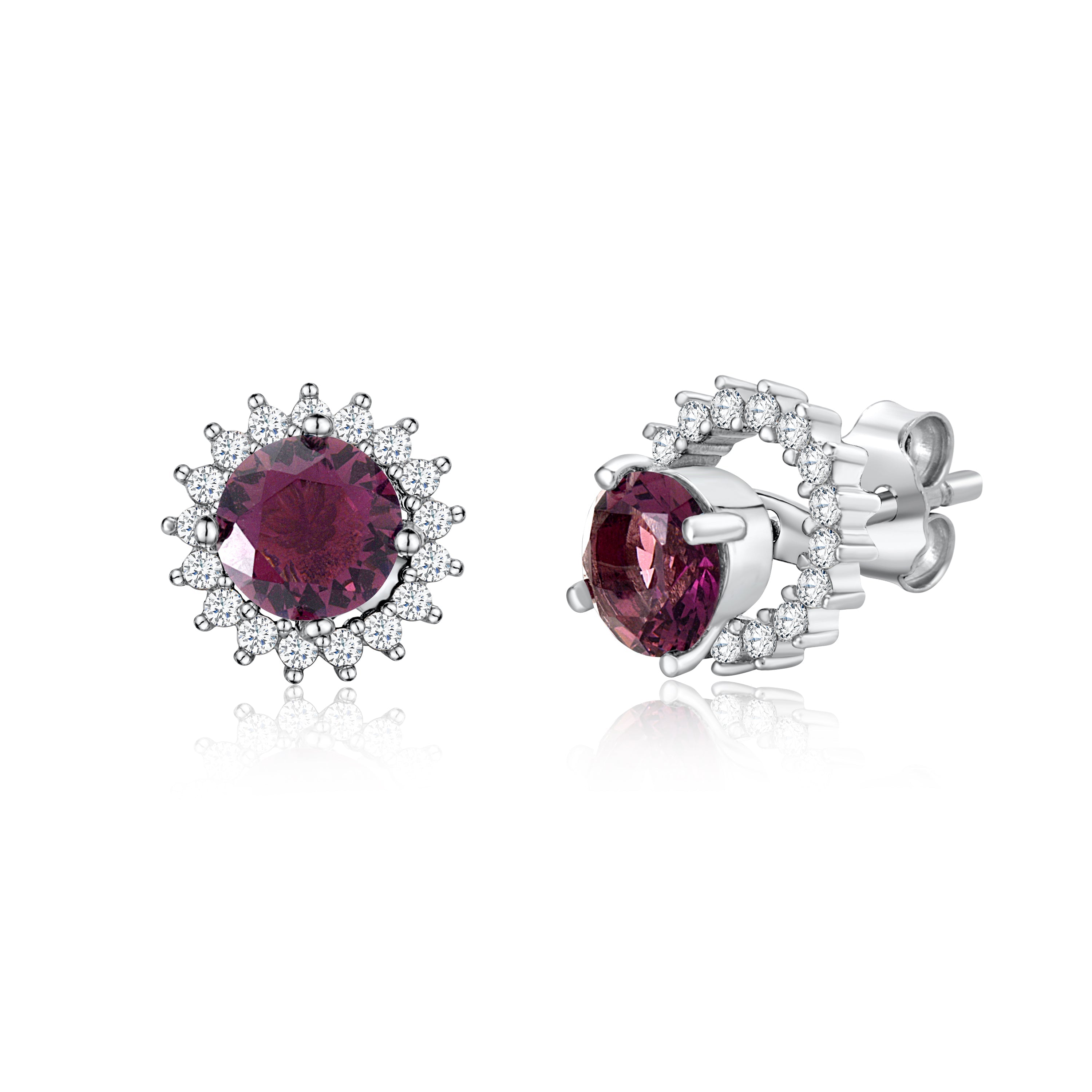 MASSETE Sterling Silver 925 Halo Stud Post Earrings with Removeable Jacket