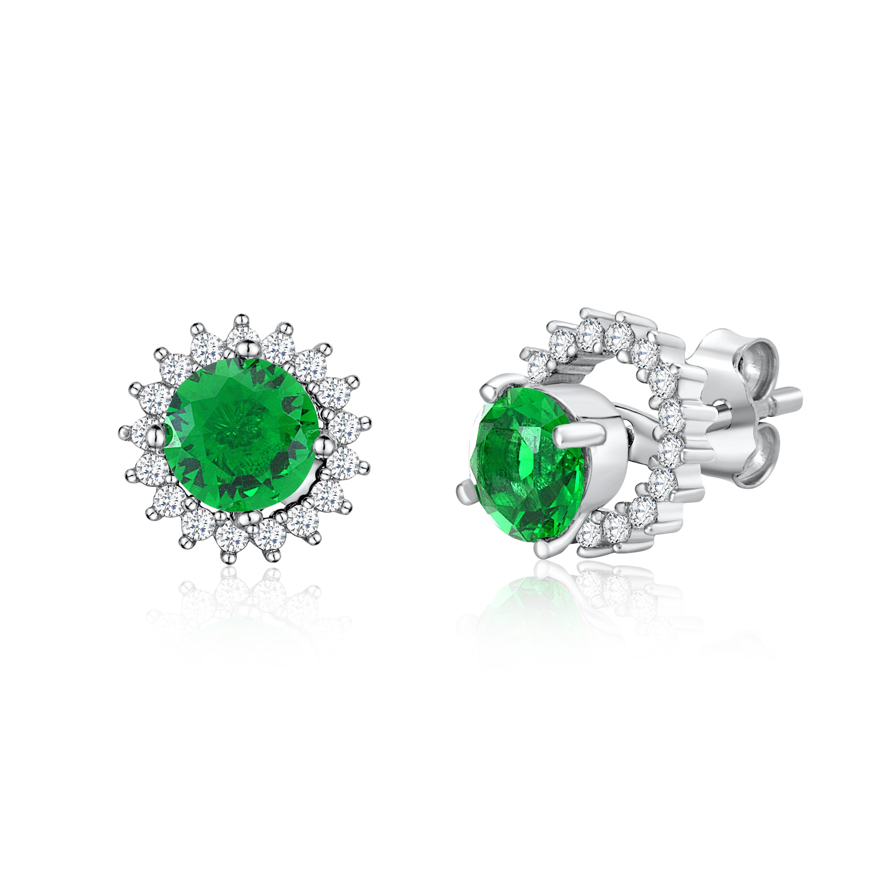 MASSETE Sterling Silver 925 Halo Stud Post Earrings with Removeable Jacket