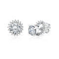 MASSETE Sterling Silver 925 Halo Stud Post Earrings with Removeable Jacket