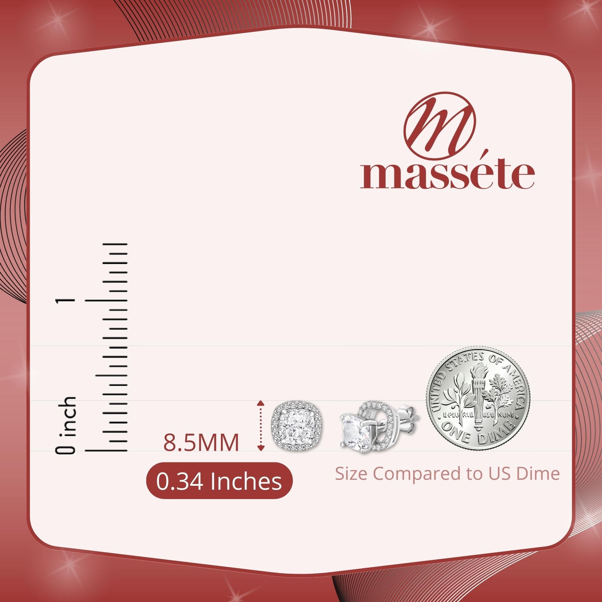 MASSETE Sterling Silver 925 Halo Stud Post Earrings with Removeable Jacket