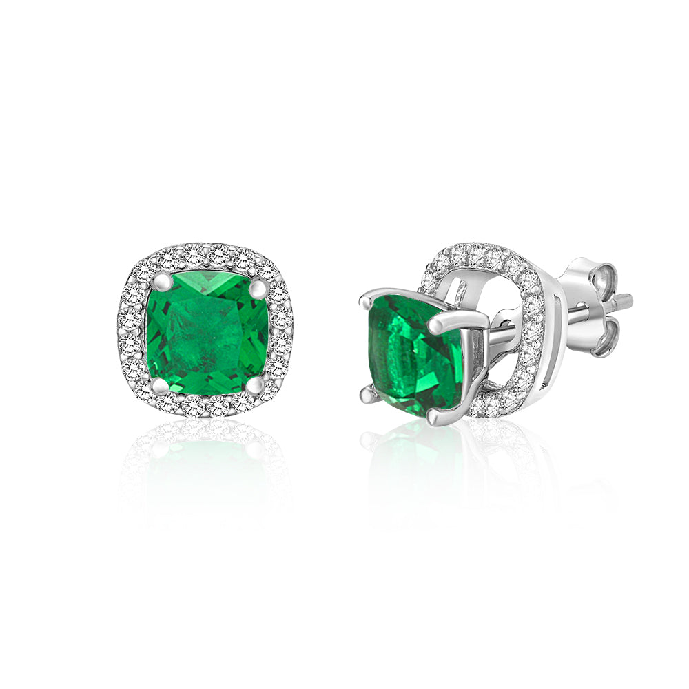 MASSETE Sterling Silver 925 Halo Stud Post Earrings with Removeable Jacket