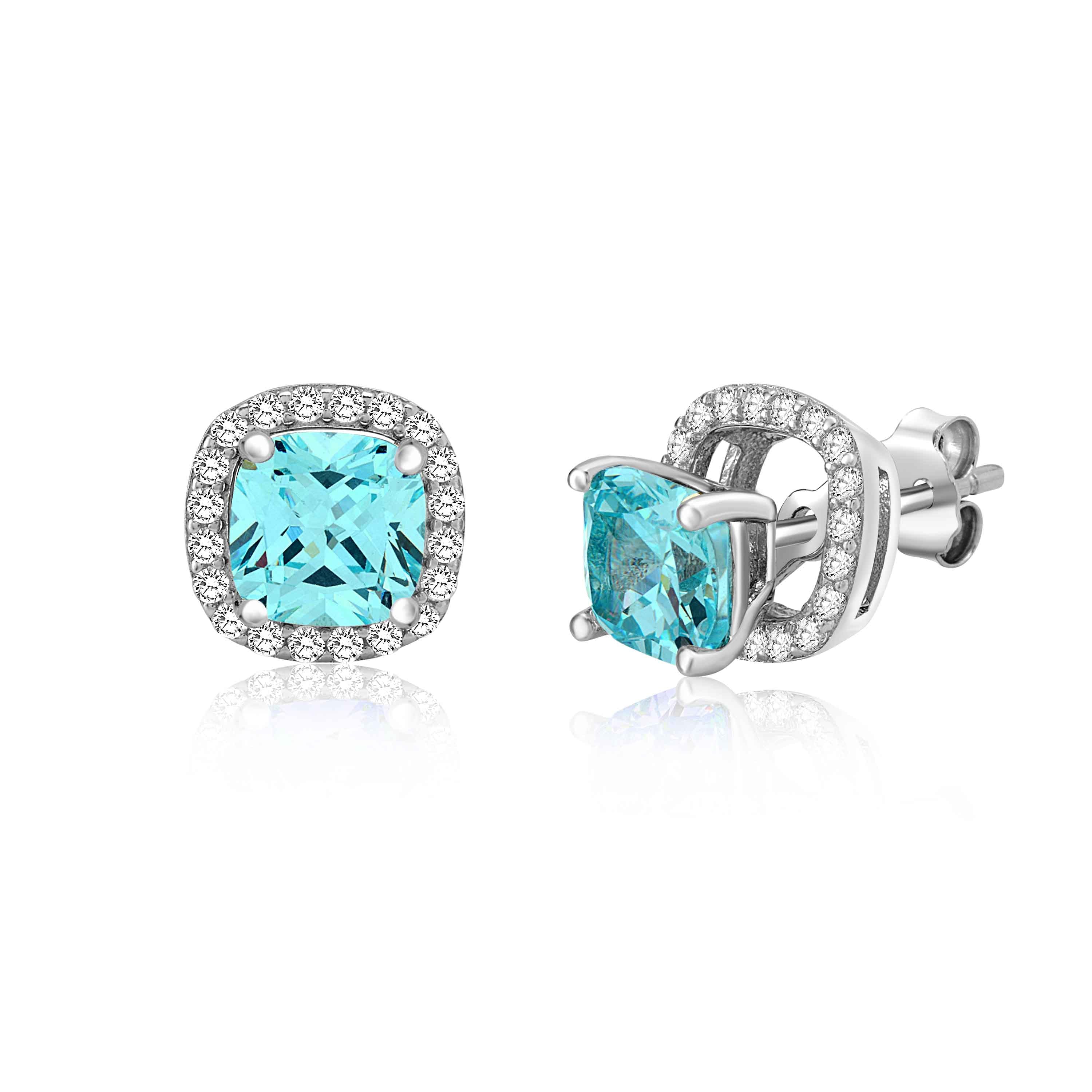MASSETE Sterling Silver 925 Halo Stud Post Earrings with Removeable Jacket