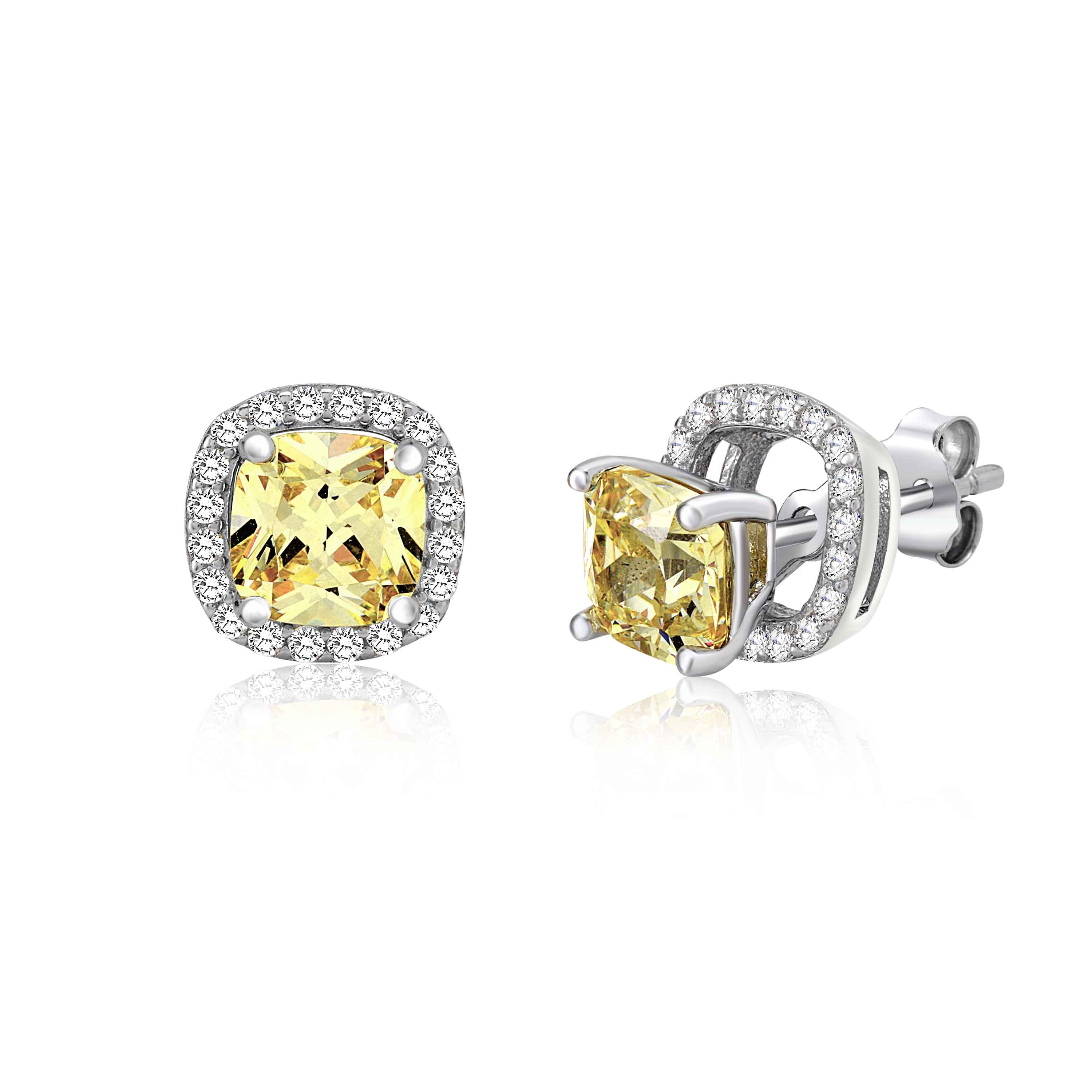 MASSETE Sterling Silver 925 Halo Stud Post Earrings with Removeable Jacket
