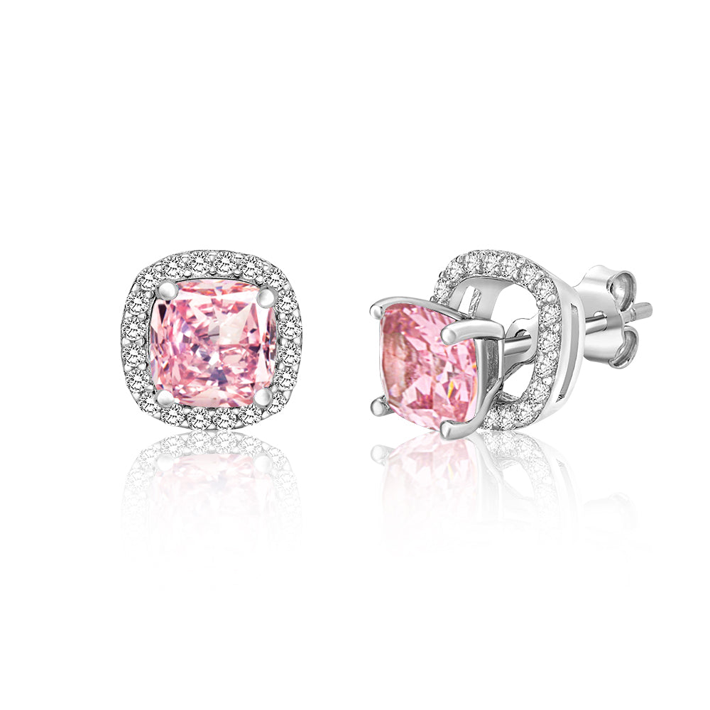 MASSETE Sterling Silver 925 Halo Stud Post Earrings with Removeable Jacket