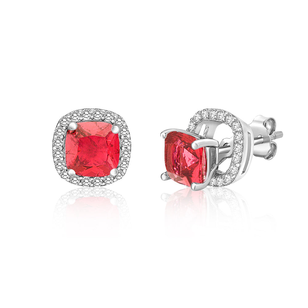 MASSETE Sterling Silver 925 Halo Stud Post Earrings with Removeable Jacket