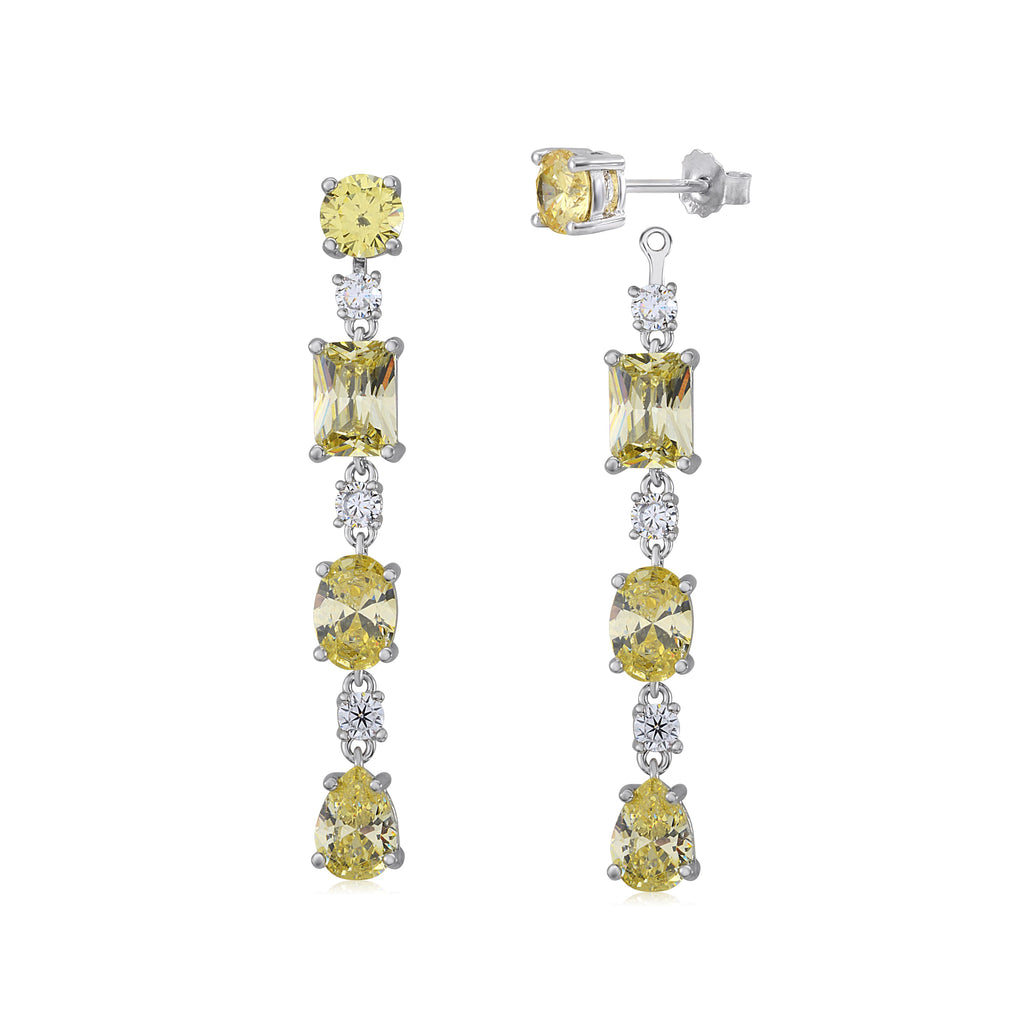 MASSETE Sterling Silver 925 Long Drop Dangle Post Earrings with Removeable Stud