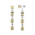 MASSETE Sterling Silver 925 Long Drop Dangle Post Earrings with Removeable Stud