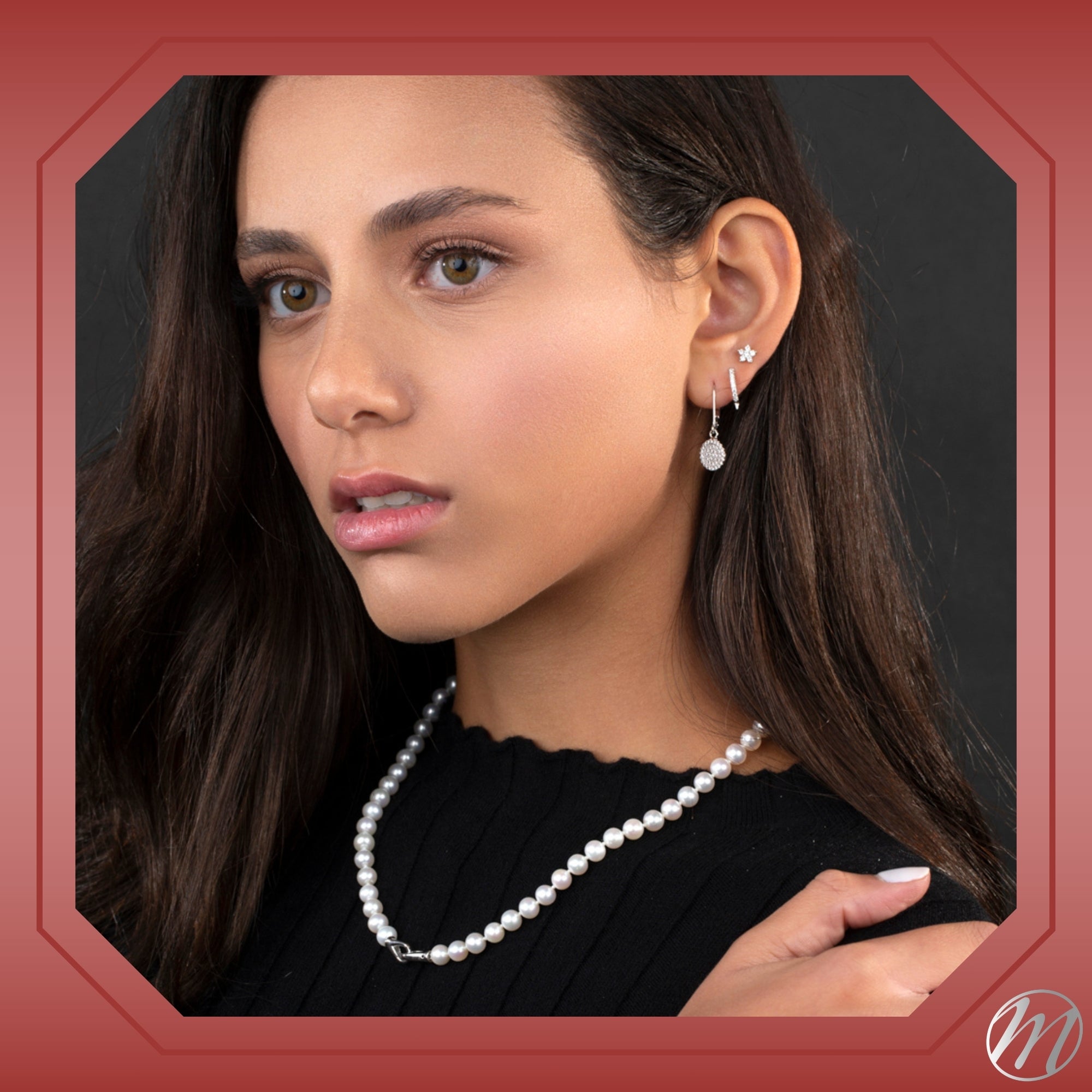 MASSETE White Round Freshwater Cultured Pearl Necklace for Women Sterling Silver Lobster Clasp Modern 6.5mm 18"