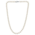 MASSETE White Round Freshwater Cultured Pearl Necklace for Women Sterling Silver Lobster Clasp Modern 6.5mm 18"