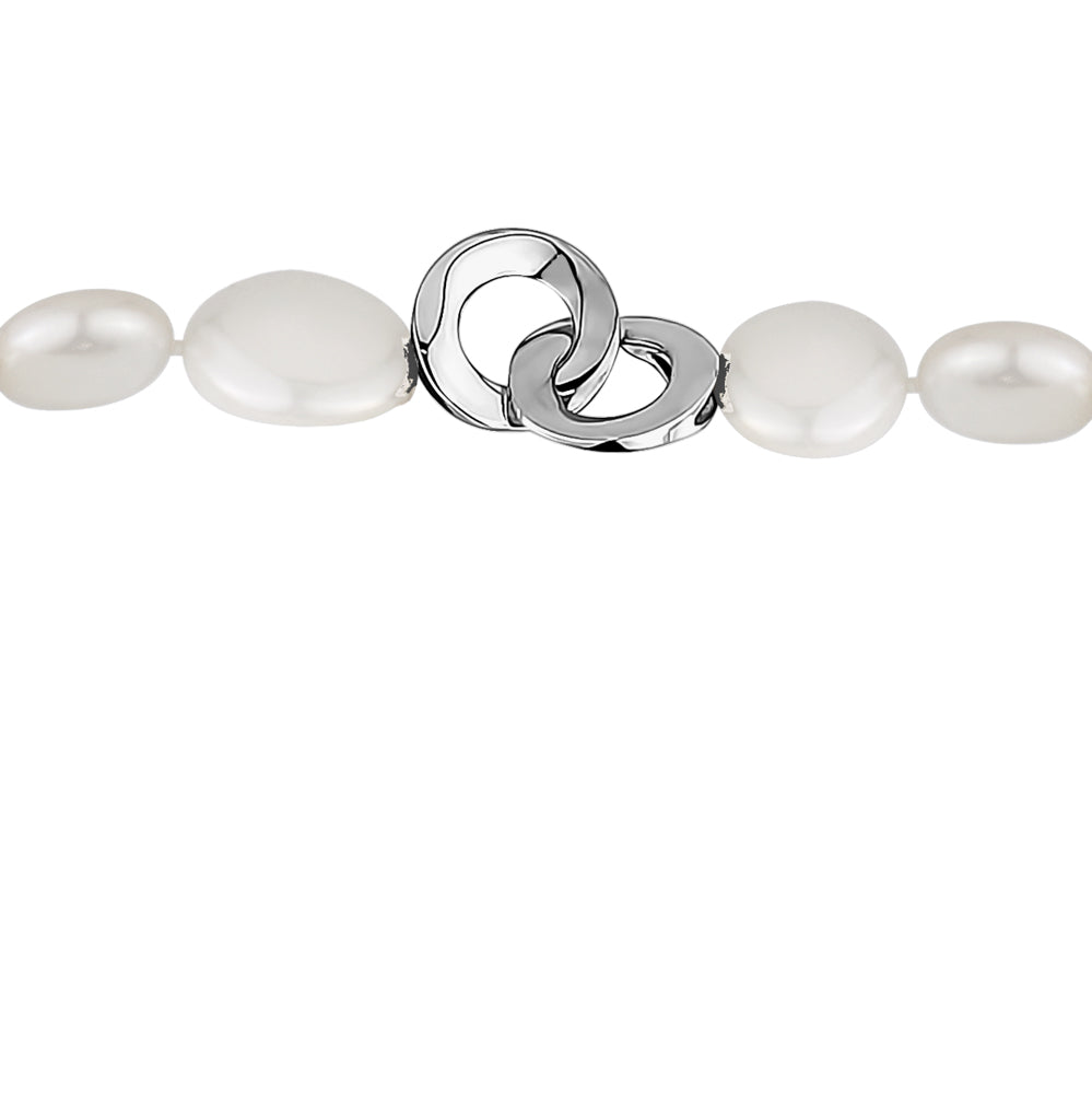 MASSETE White Coin Freshwater Cultured Pearl Necklace for Women Sterling Silver Clasp Modern 12.5mm 18"