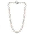 MASSETE White Coin Freshwater Cultured Pearl Necklace for Women Sterling Silver Clasp Modern 12.5mm 18"