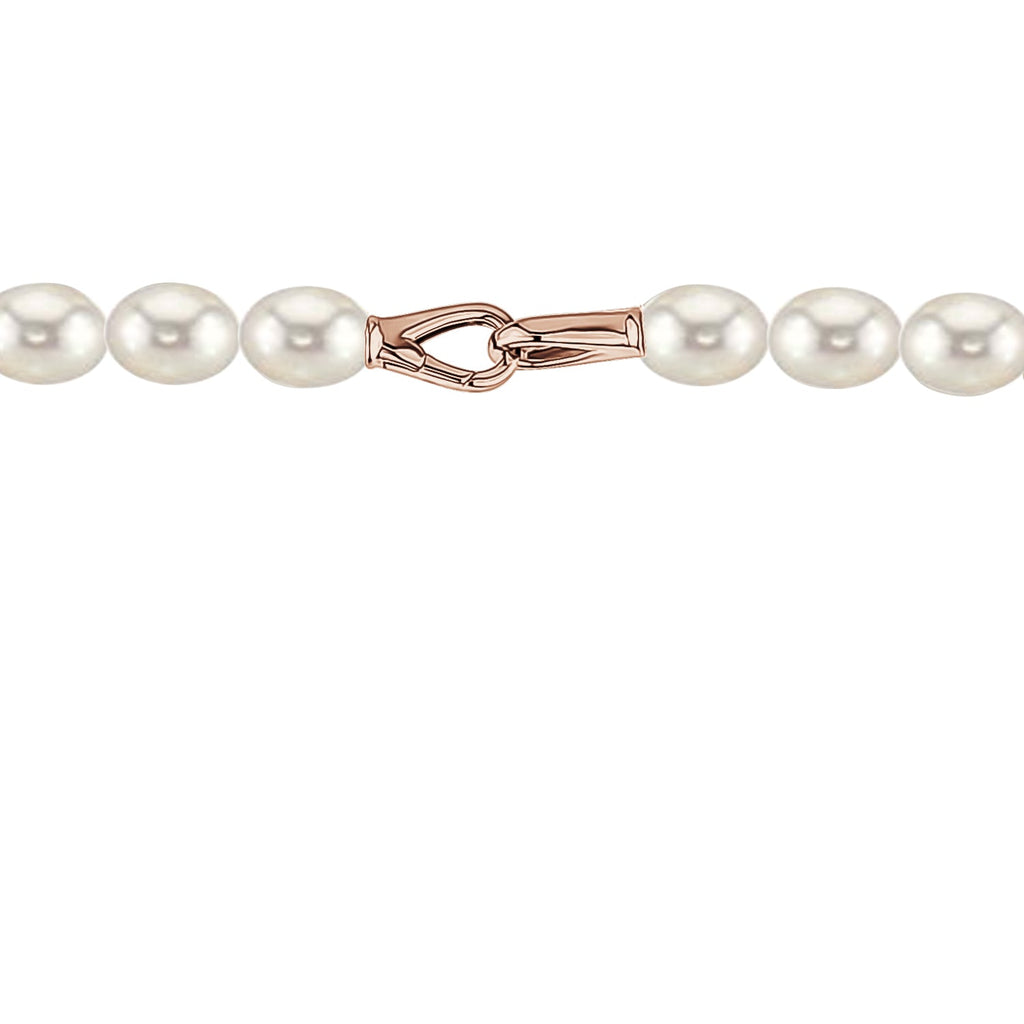 MASSETE White Rice Shape Freshwater Cultured Pearl Necklace for Women Sterling Silver Lobster Clasp Modern 9mm 18"