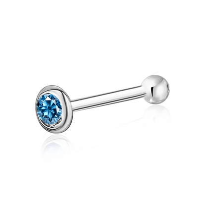 14k Solid Gold Nose Stud with Diamond CZ Small Micro Nose Bone Stud Flat Nose Ring One Piece Hypoallergenic 20 Gauge