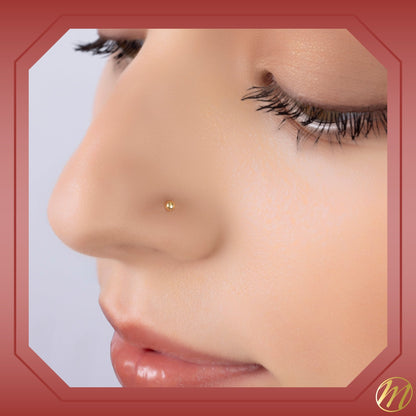 14k Gold Nose Ring Tiny Ball Micro Stud Piercing Body