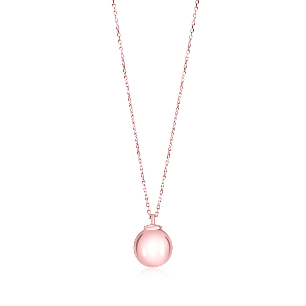 MASSETE Sterling Silver 925 12mm Ball Pendant Necklace Rolo Chain 17"