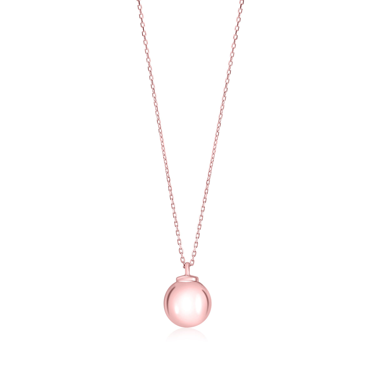 MASSETE Sterling Silver 925 12mm Ball Pendant Necklace Rolo Chain 17"
