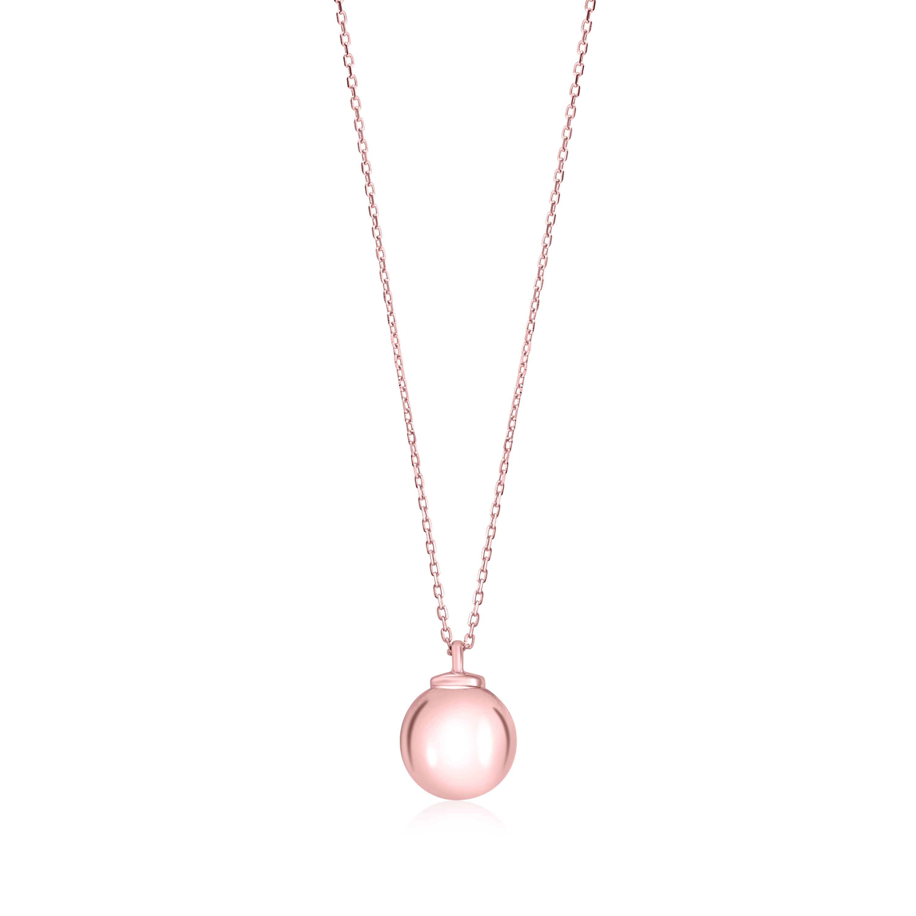 MASSETE Sterling Silver 925 12mm Ball Pendant Necklace Rolo Chain 17"