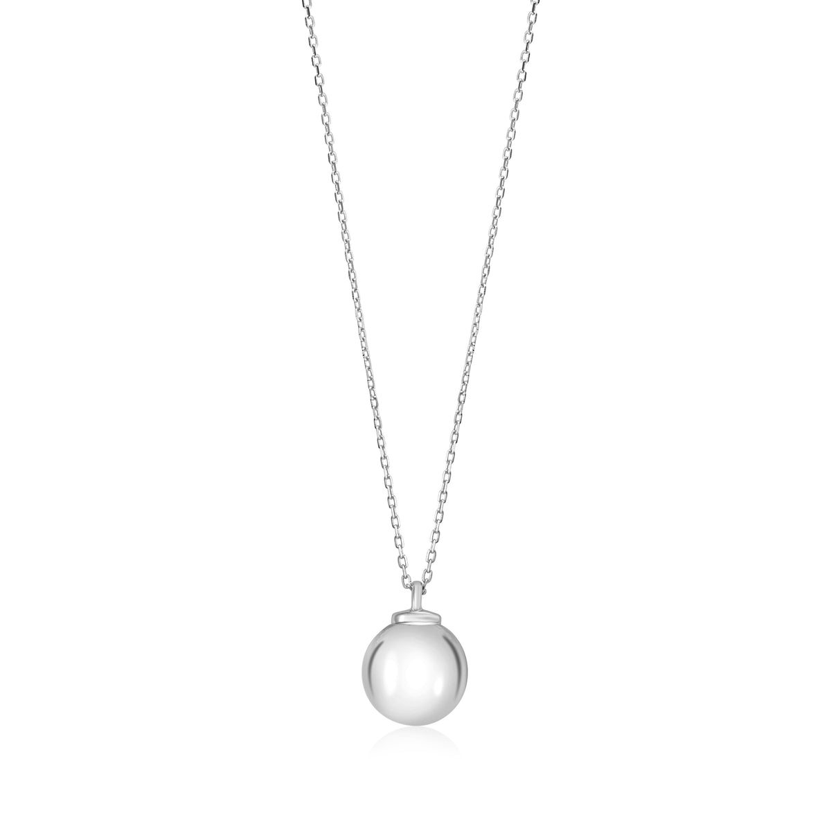MASSETE Sterling Silver 925 12mm Ball Pendant Necklace Rolo Chain 17"