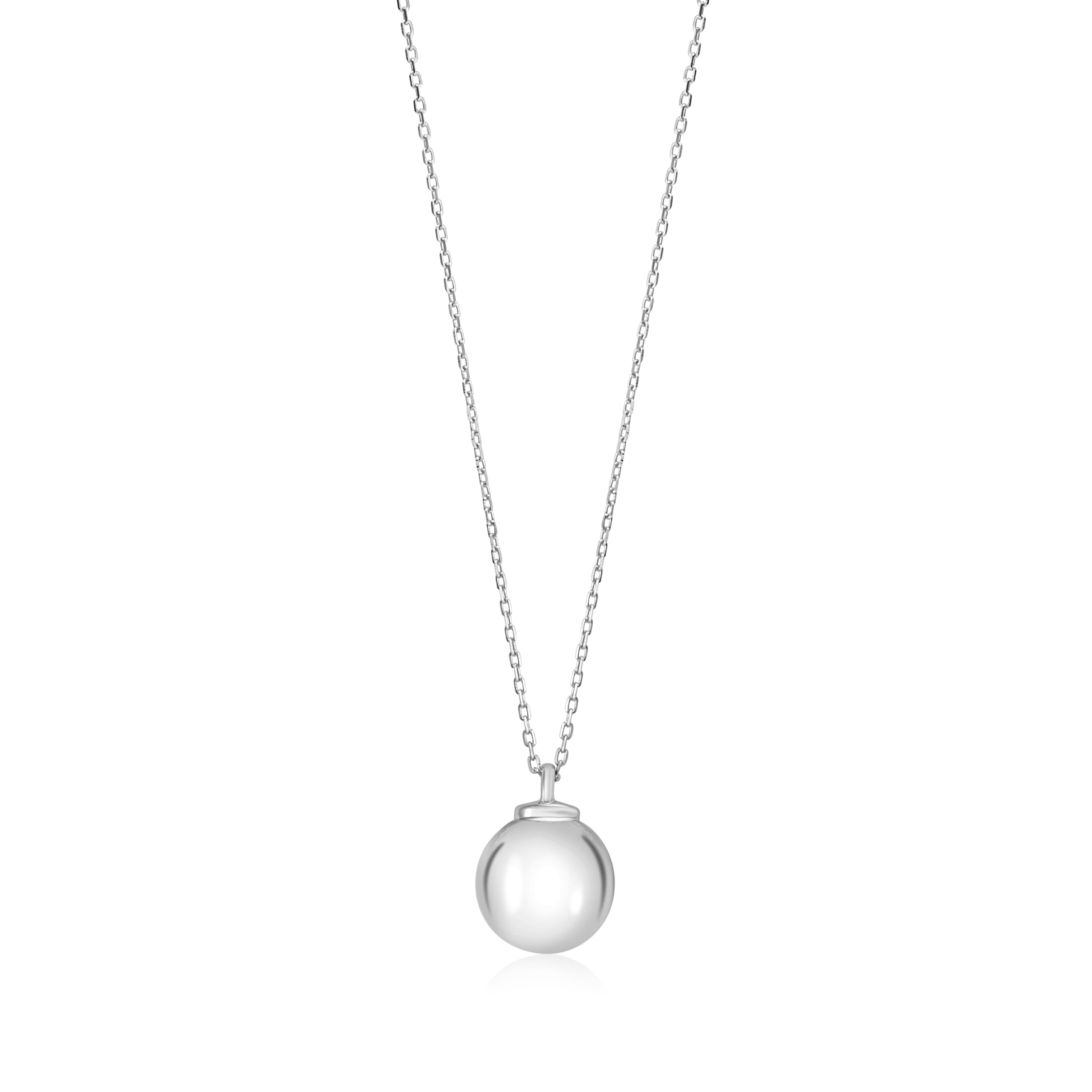 MASSETE Sterling Silver 925 12mm Ball Pendant Necklace Rolo Chain 17"