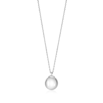 MASSETE Sterling Silver 925 12mm Ball Pendant Necklace Rolo Chain 17"