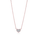 MASSETE Sterling Silver 925 Rose Gold Plated Heart Beaded Pave CZ Pendant Necklace Rolo Chain 17"