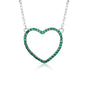 Sterling Silver Necklace Pendant for Girls Large Open Heart with Simulated Diamonds 17.5"
