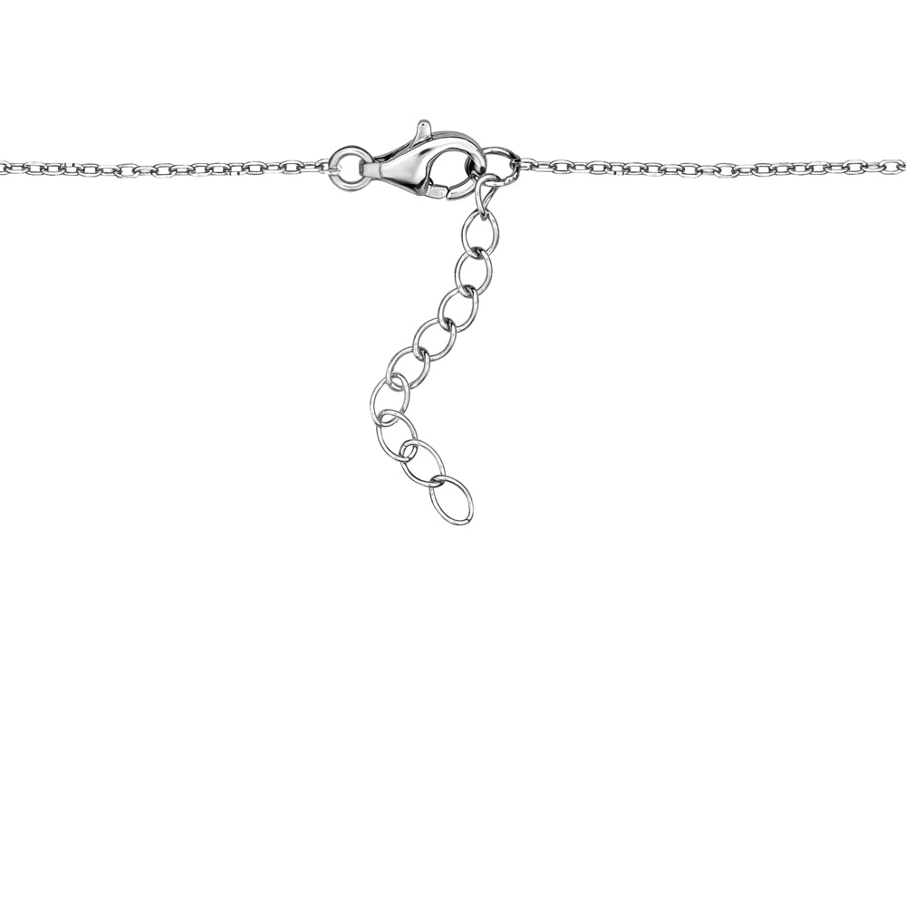 Sterling Silver Hamsa Necklace Pendant for Girls with Simulated Diamonds 17.5"