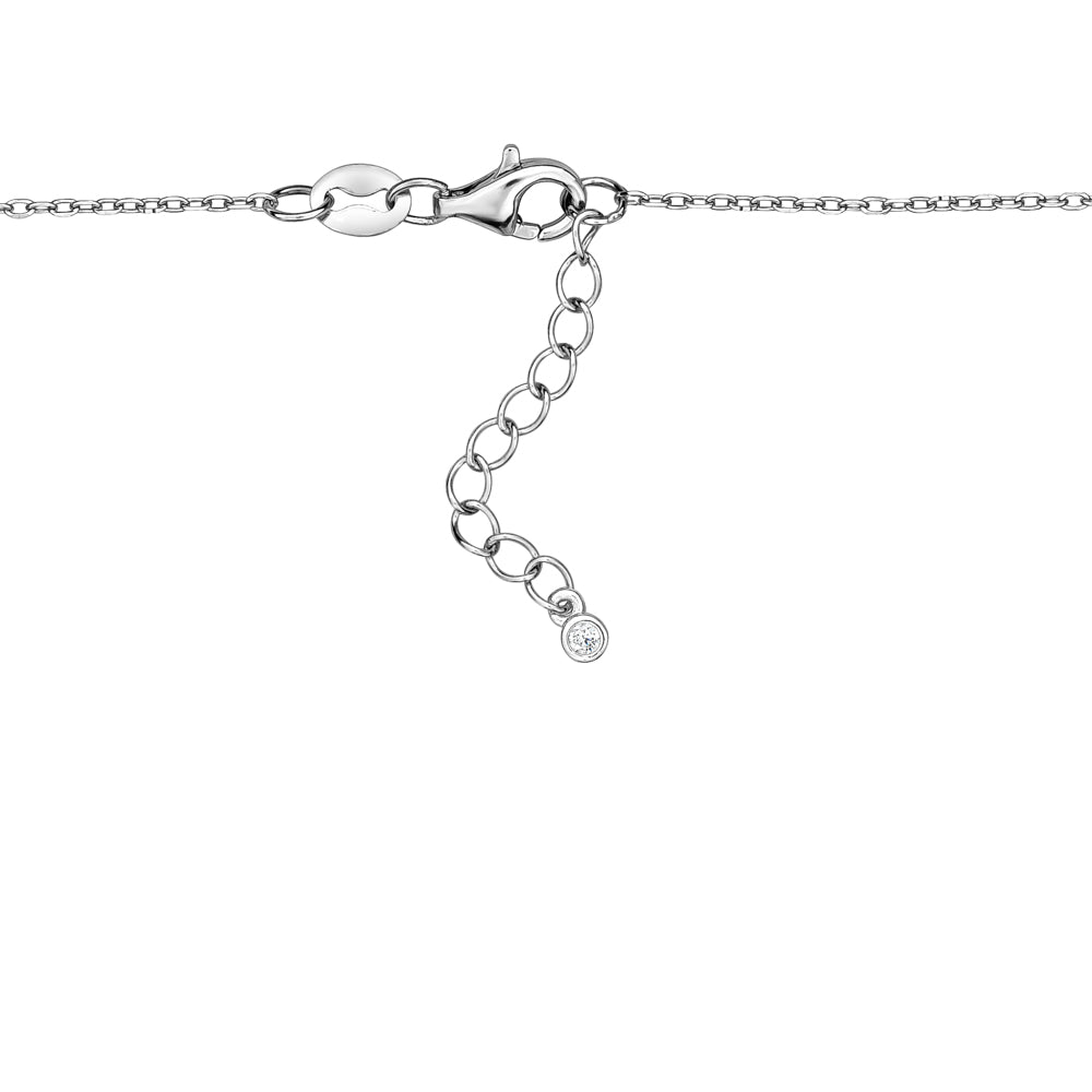 Sterling Silver Necklace Pendant for Girls Large Bow with Simulated Diamonds 17"