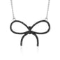Sterling Silver Necklace Pendant for Girls Large Bow with Simulated Diamonds 17"