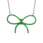 Sterling Silver Necklace Pendant for Girls Large Bow with Simulated Diamonds 17"