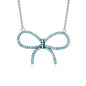 Sterling Silver Necklace Pendant for Girls Large Bow with Simulated Diamonds 17"