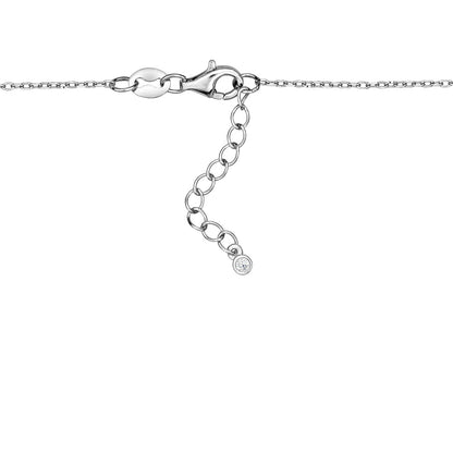 Sterling Silver Necklace Pendant for Girls Double Heart with Simulated Diamonds 17.5"