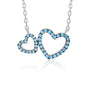 Sterling Silver Necklace Pendant for Girls Double Heart with Simulated Diamonds 17.5"