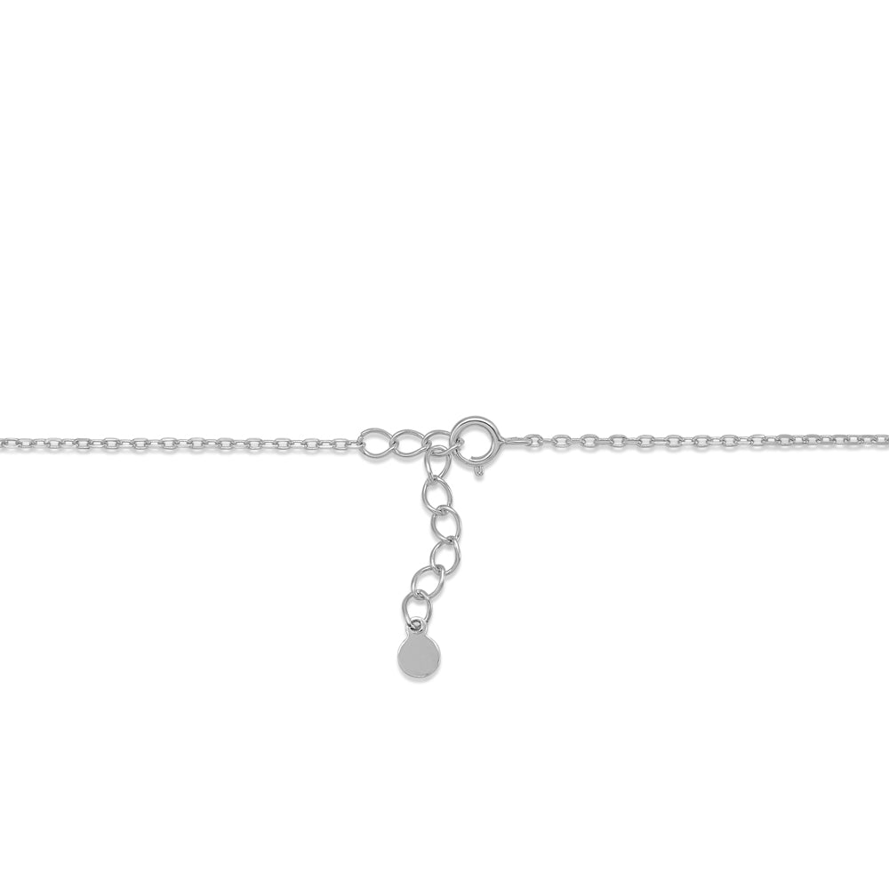 Sterling Silver Tilted Heart Necklace Pendant for Girls with Simulated Diamonds 17.5"