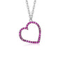 Sterling Silver Tilted Heart Necklace Pendant for Girls with Simulated Diamonds 17.5"