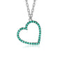 Sterling Silver Tilted Heart Necklace Pendant for Girls with Simulated Diamonds 17.5"