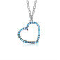 Sterling Silver Tilted Heart Necklace Pendant for Girls with Simulated Diamonds 17.5"