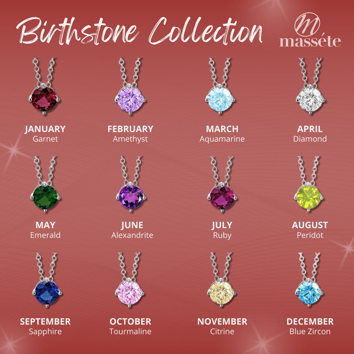 Sterling Silver Floating Solitaire Necklace Pendant for Girls Simulated Birthstone